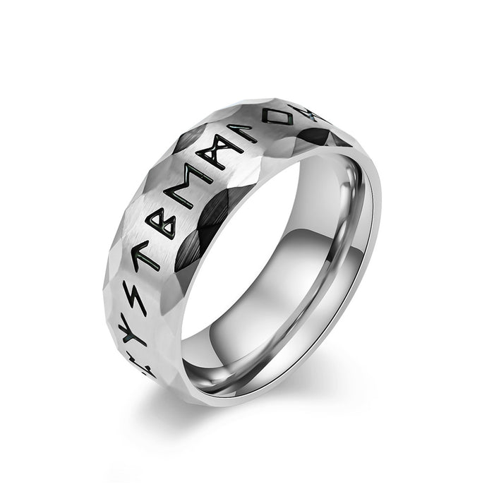 Wholesale Viking Text Stainless Steel Men's Ring JDC-RS-QianF030