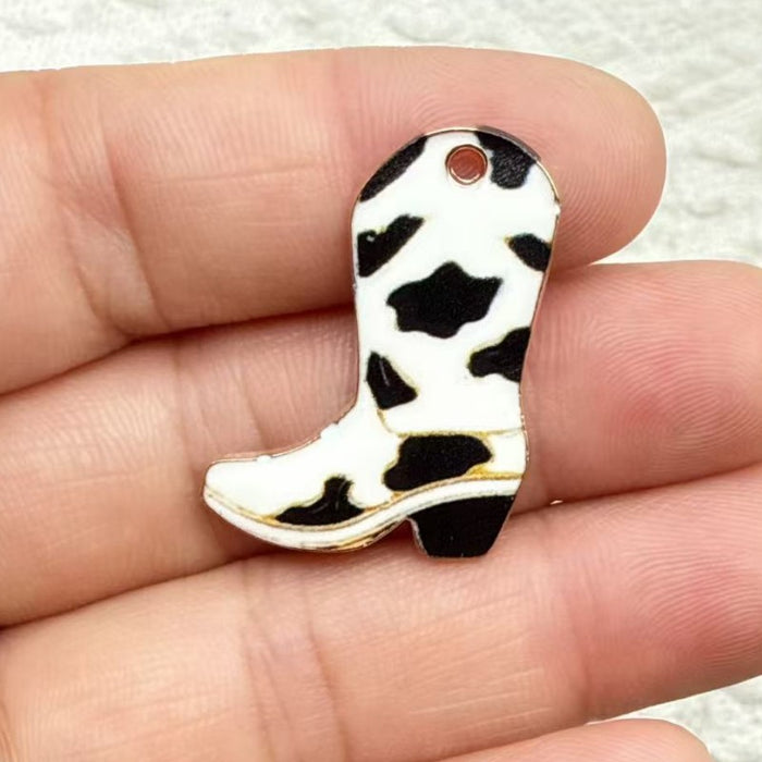 Wholesale 10pcs Alloy Vintage Western Cowboy Printed Boots Keychain Pendant Backpack DIY Jewelry Accessories
