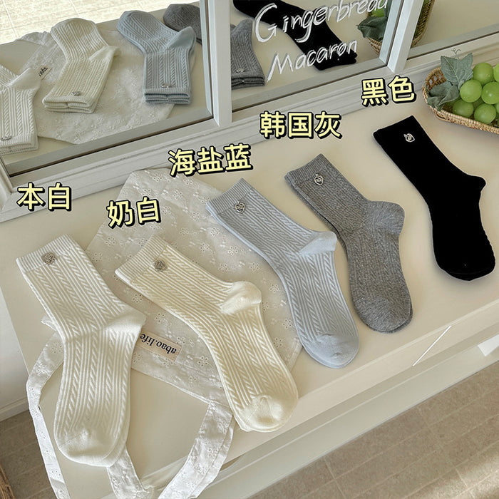 Wholesale Love button socks, middle tube socks, Fried Dough Twists cotton pile socks