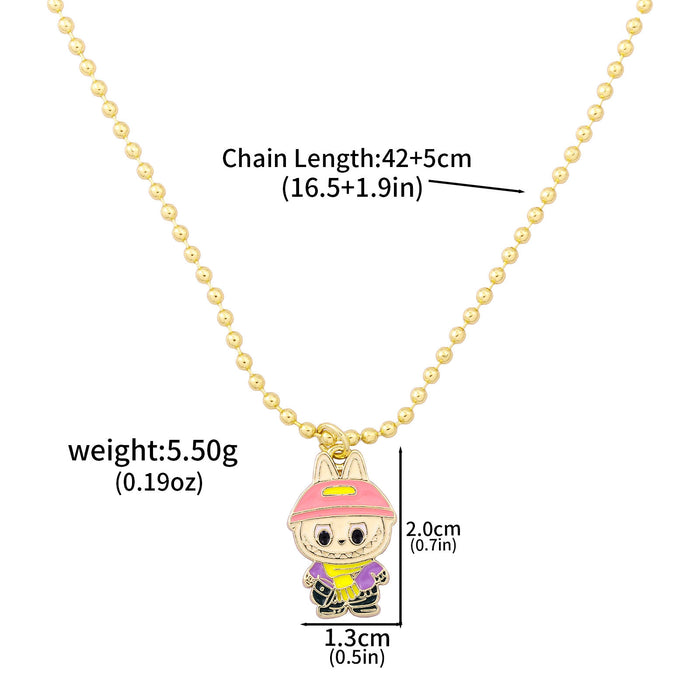 Wholesale Necklace Earrings  Cartoon Cute Metal Enamel Set Pendant Ear Pin Holiday Gift