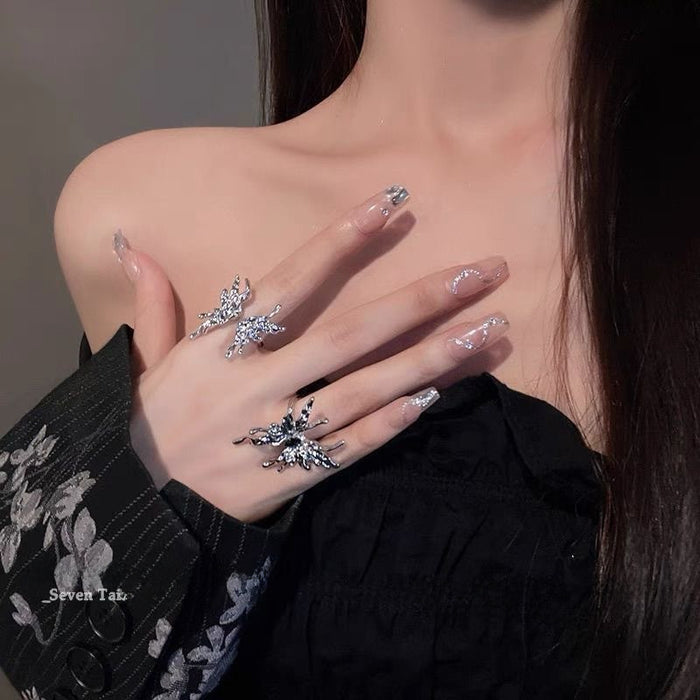 Wholesale Small niche design, high-end liquid butterfly opening ring, personalized index finger ring