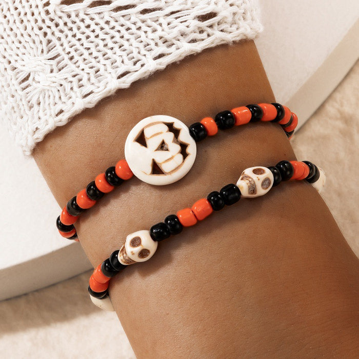Wholesale Pumpkin Skull Bead Bracelet Set Geometric Handmade Plastic Fashion Accessory MOQ≥2