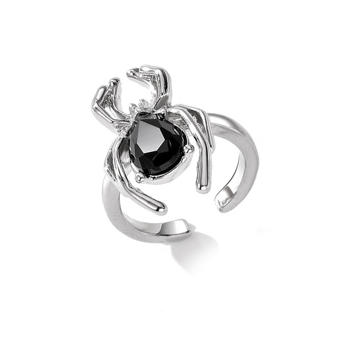 Wholesale Diamond inlaid spider ring, niche design, open mouth personalized ring