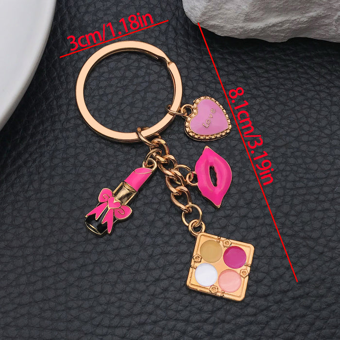 Wholesale Oil-dripped rose red lips alloy keychain