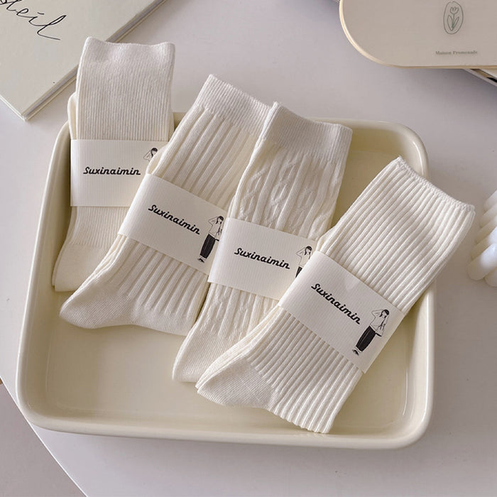 Wholesale Mid length socks, pure cotton socks, stacked socks, simple solid color long socks