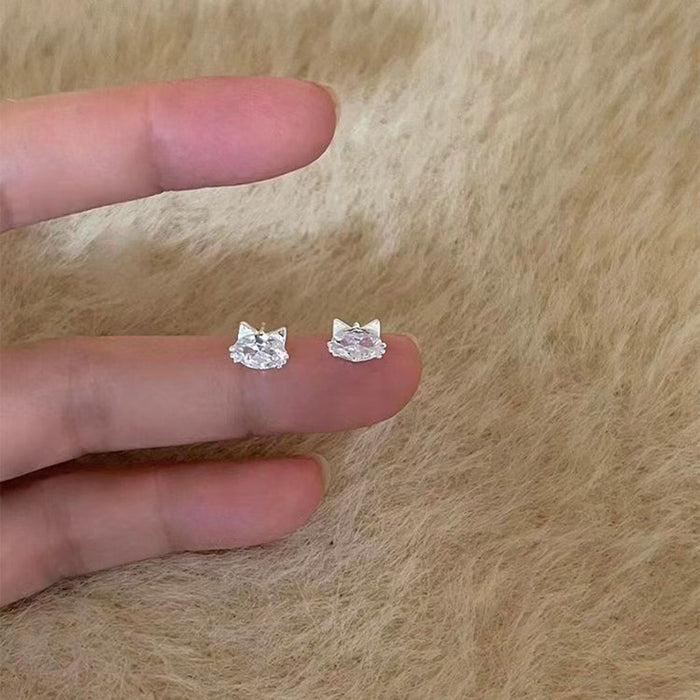 Wholesale Cat Earrings Female Simple Zircon Earrings Sweet Commuter Mini Accessories
