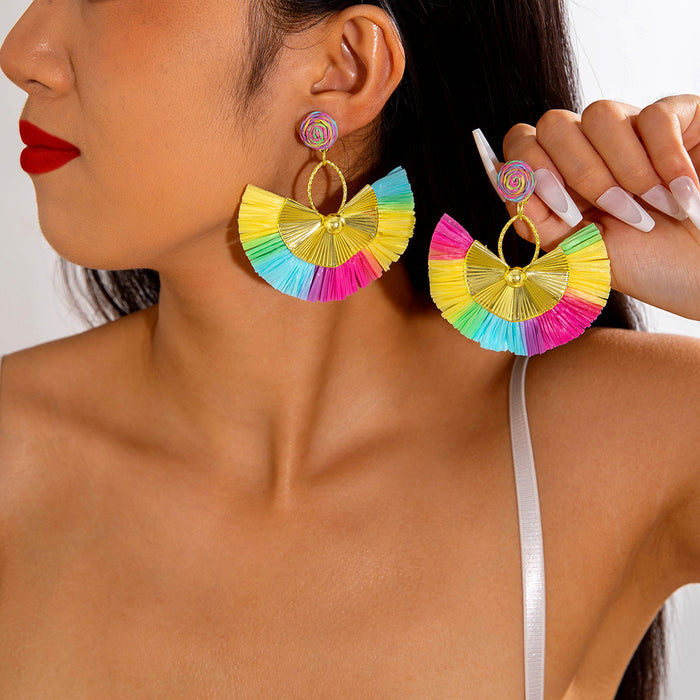 Wholesale Weaving flower earrings for vacation style earrings