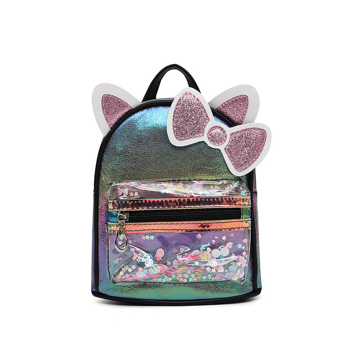 Wholesale Cat Ears Backpack  Colorful Sequins Transparent Crack Bag Children's Bag