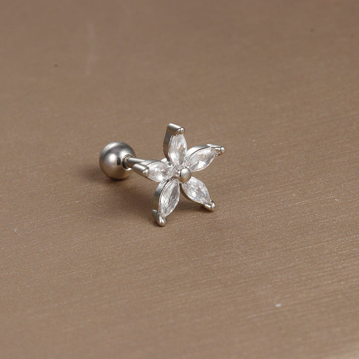 Wholesale Jewelry Stainless Steel Ear Nail Zircon Ball Screw Women