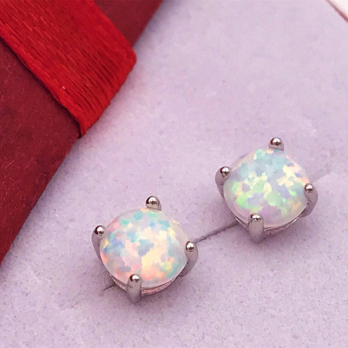 Wholesale White Round Mini Opal Copper Earrings JDC-ES-JuC003