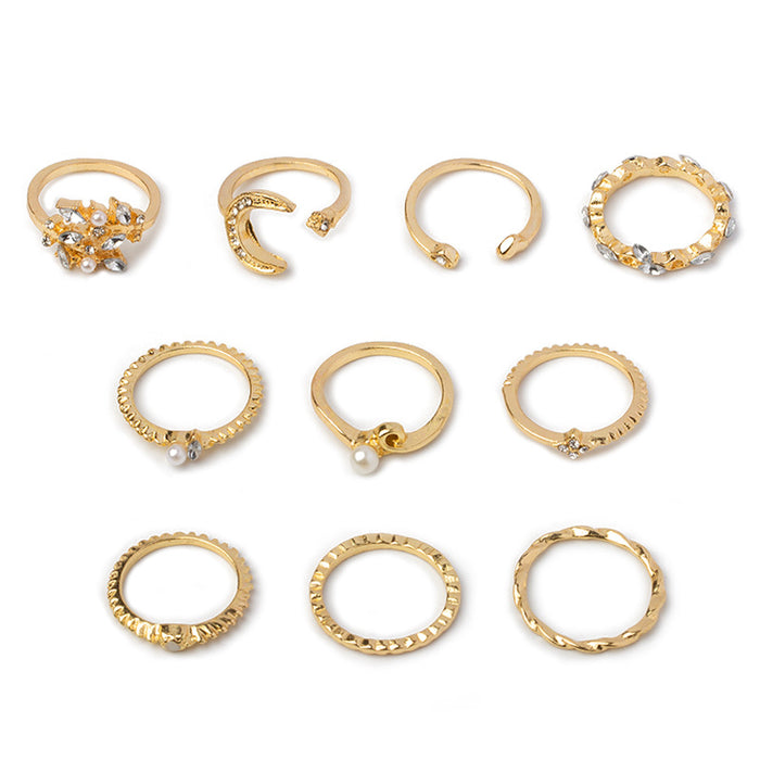 Wholesale Fashion Jewelry Full Diamond Star Ring 10 Piece Set Combination Jewelry Jewelry Set