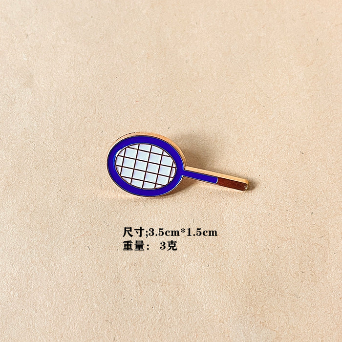 Wholesale Football cartoon brooch, basketball badminton, cute metal personalized badge, clothing bag accessories