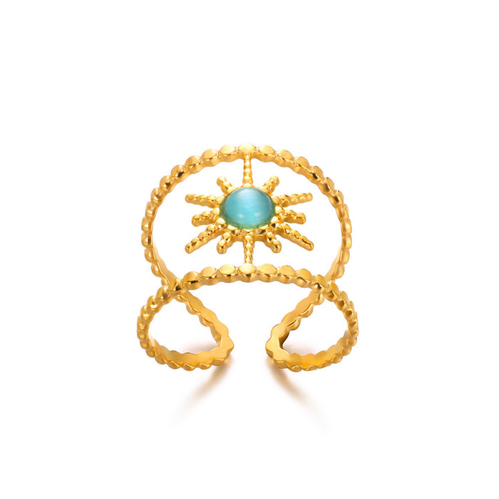 Wholesale Retro Inlaid PeacocK Turquoise Stainless Steel Ring