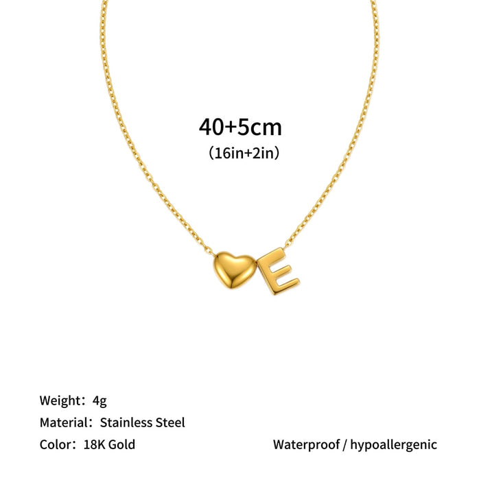 Wholesale Clavicle chain jewelry accessory 26 letter heart pendant titanium steel necklace