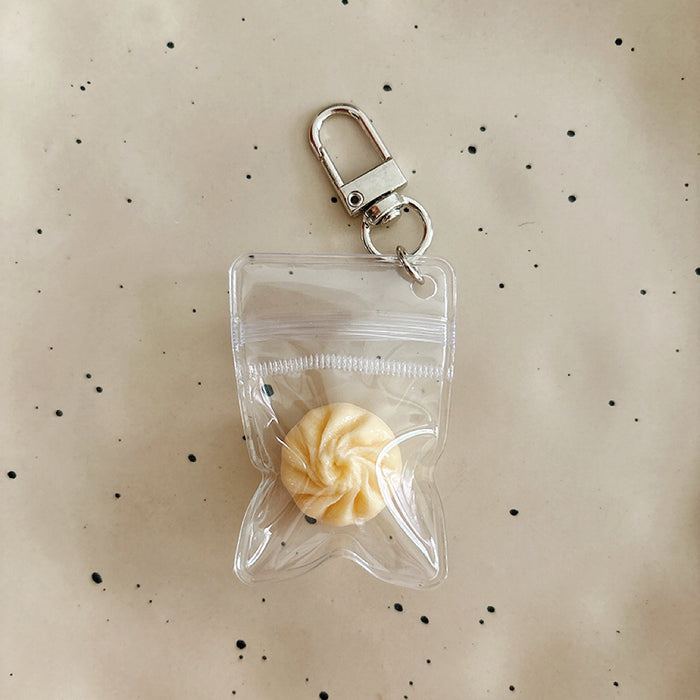 Wholesale Fried Egg And Corn Bun Food Toy Keychain Resin Pendant Creative Bag Charm Decorative Gift For Students