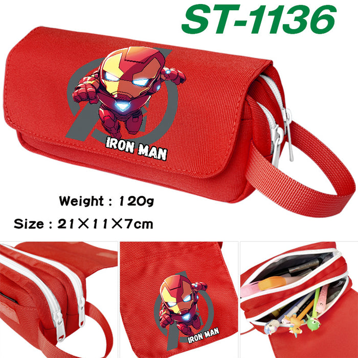 Wholesale Cartoon Canvas Pencil Case Double Layer Large Capacity Waterproof With Handle For Students