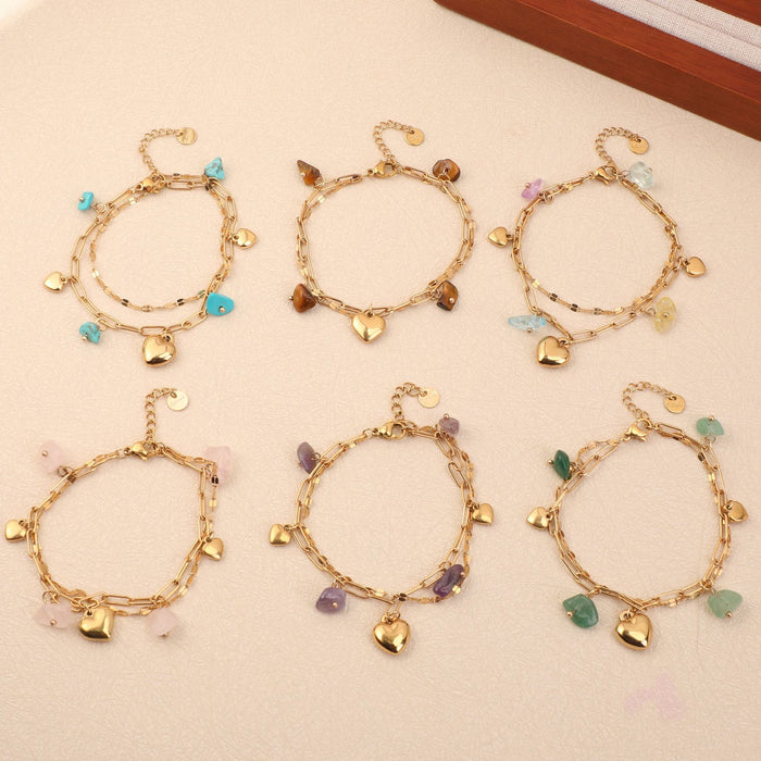 Wholesale Electroplated Stainless Steel Bohemian Turquoise Multi-layer Bracelet