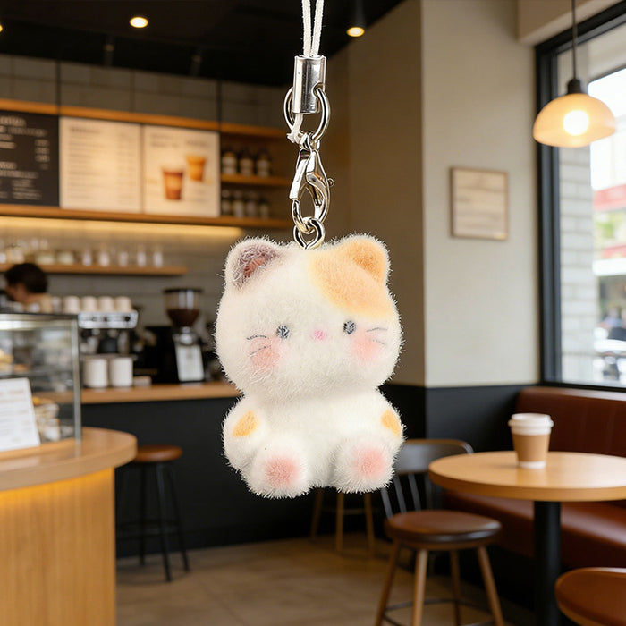 Wholesale Flocked cat pendant resin cartoon keychain
