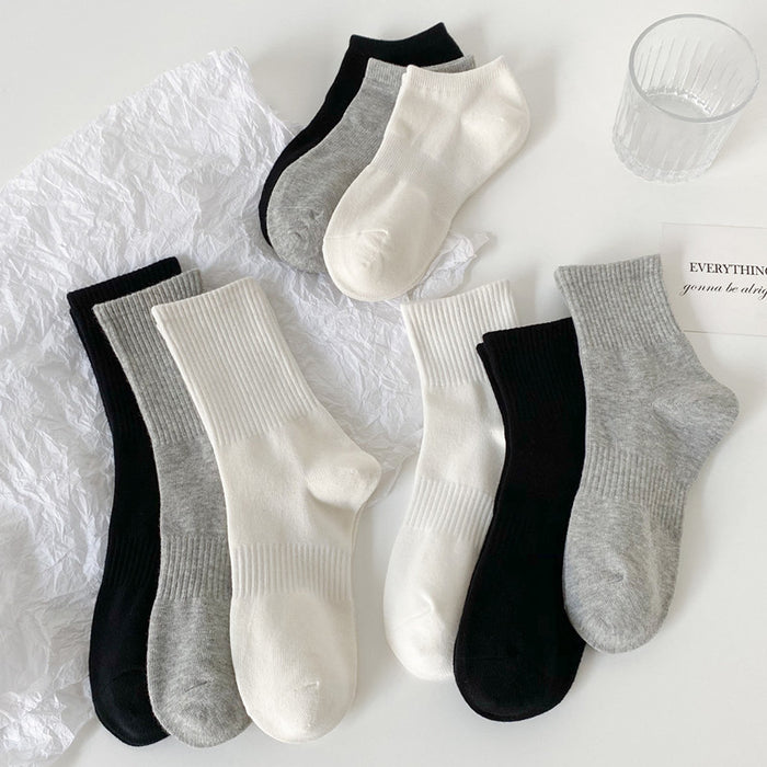 Wholesale Black socks, mid length socks, white sports socks, cotton socks