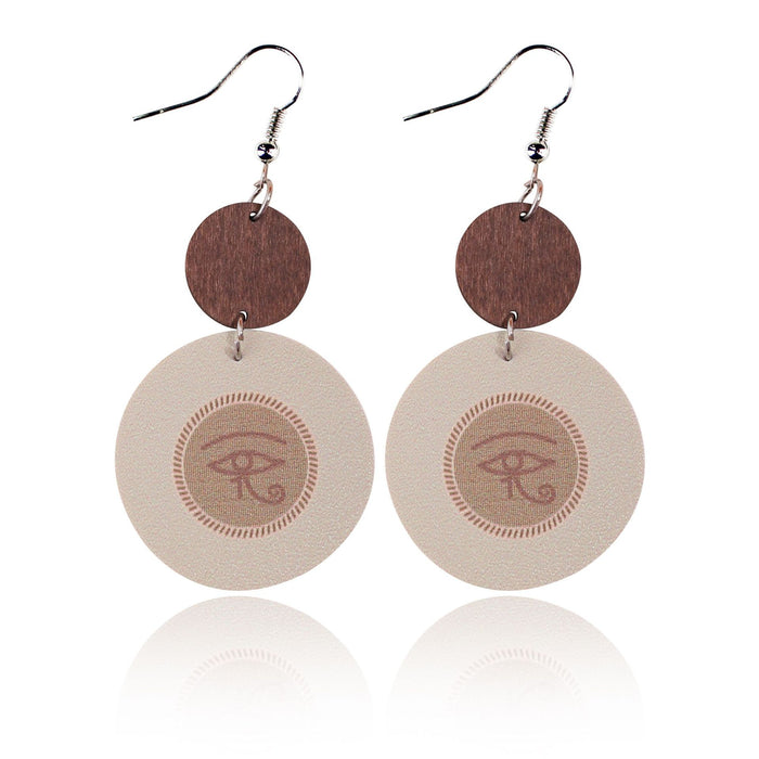 Wholesale Thanksgiving Pumpkin Western Leopard Print Sunflower Eyes Round Leather Wood Block Earrings