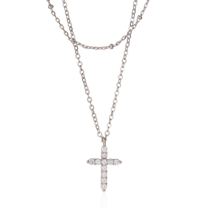 Wholesale Zircon Cross Clavicle Chain Necklace for Women, Personalized Necklace