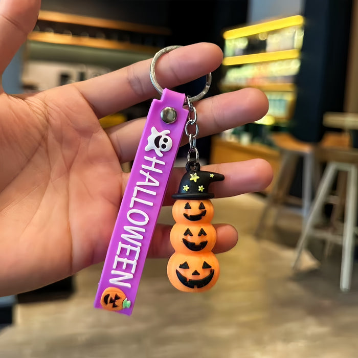 Wholesale PVC Pumpkin Ghost Keychain Spooky Car Key Accessory Party Gift