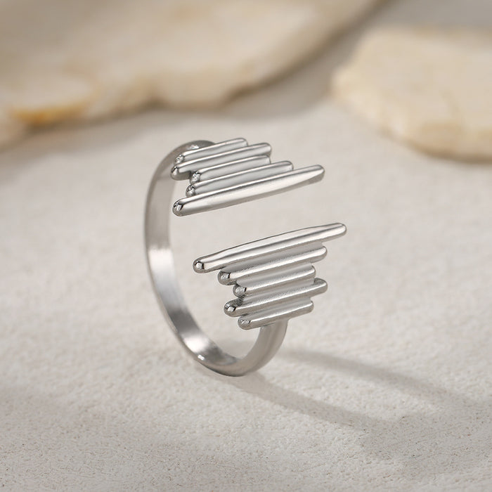 Wholesale Stainless steel ring with fashionable and minimalist style, geometric hollow opening and hand decoration ring