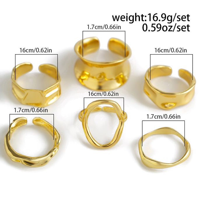 Wholesale Jewelry design sense, metal irregular lava ring, fashionable niche, open smooth ring