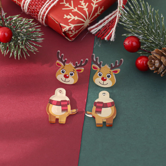 Wholesale Cute cartoon front and back Christmas earrings Cute snowman and elk earrings for women with an atmospheric gift