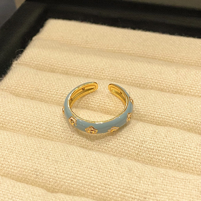 Wholesale Light Luxury Versatile Exquisite Drip Oil Ring Open Ring