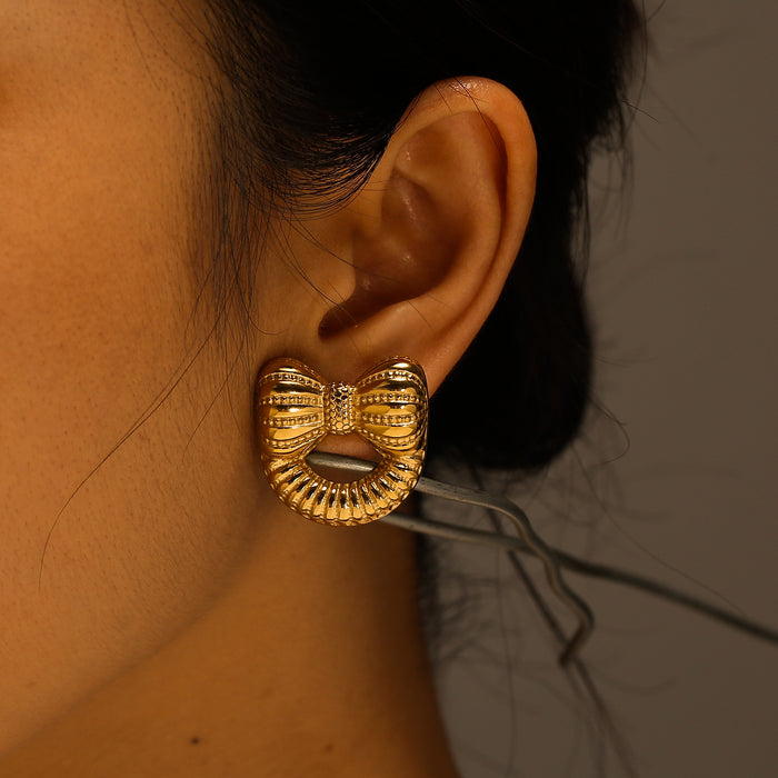 Wholesale Original design, high-end stainless steel bow earrings, trendy and personalized bow tie earrings