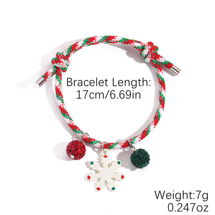 Wholesale Christmas Hand Jewelry Acrylic Pendant Christmas Braided Bracelet Snowflake Snowman Christmas Bracelet