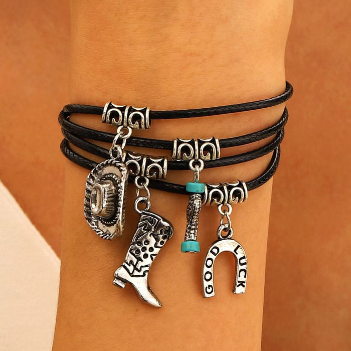 Wholesale Bohemian Ethnic Style Zinc Alloy Jewelry Set Cow Head Design Necklace and Bracelet