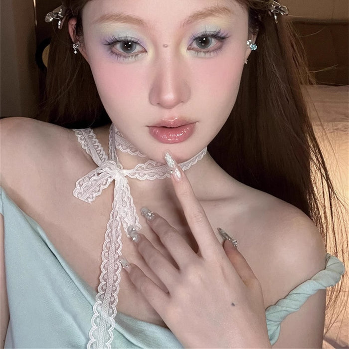 Wholesale Lace bow necklace, women's necklace accessories, collarbone chain, neck strap, temperament neck collar