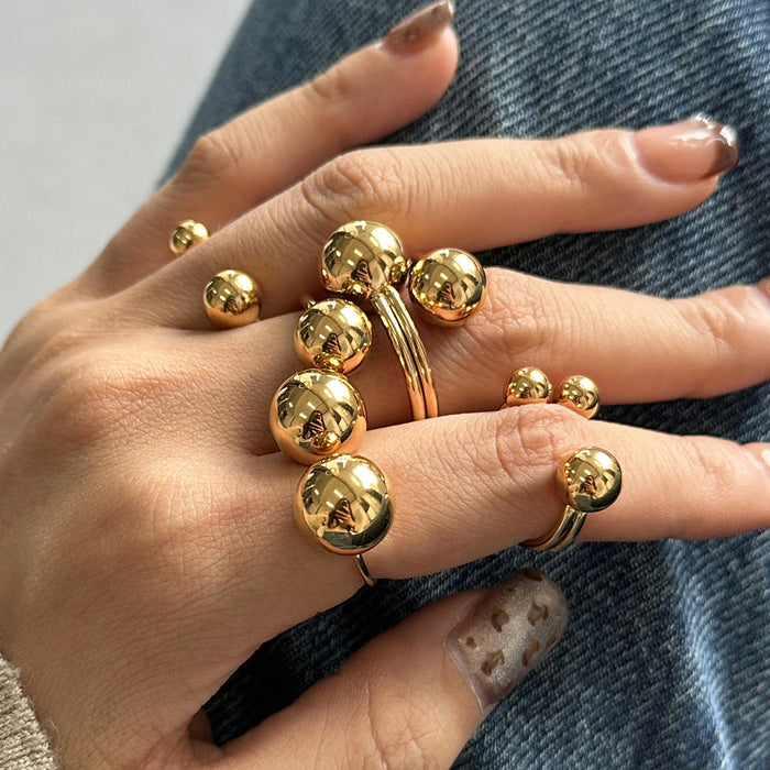 Wholesale Stainless steel gold ball ring fashion ring for women simple and elegant