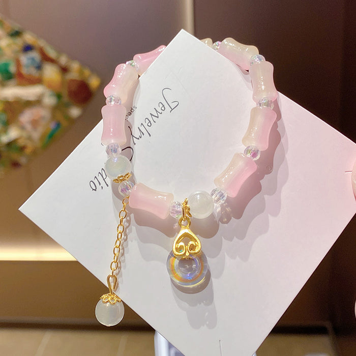Wholesale Bamboo Joint Design Imitation Jade Peace Buckle Bracelet MOQ≥3