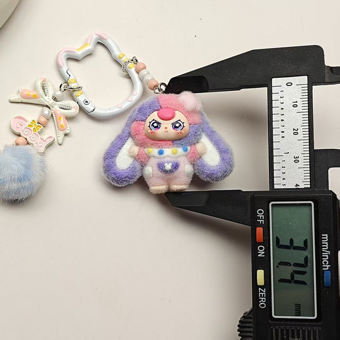 Wholesale Cat bell flocked cartoon keychain