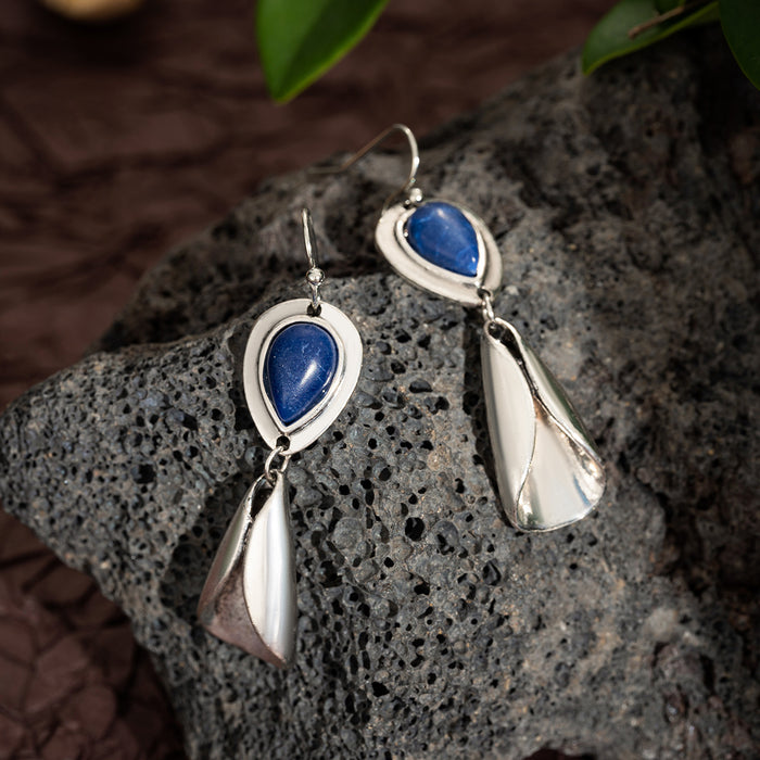 Wholesale Artistic retro style geometric earrings, natural stone antique women's earrings