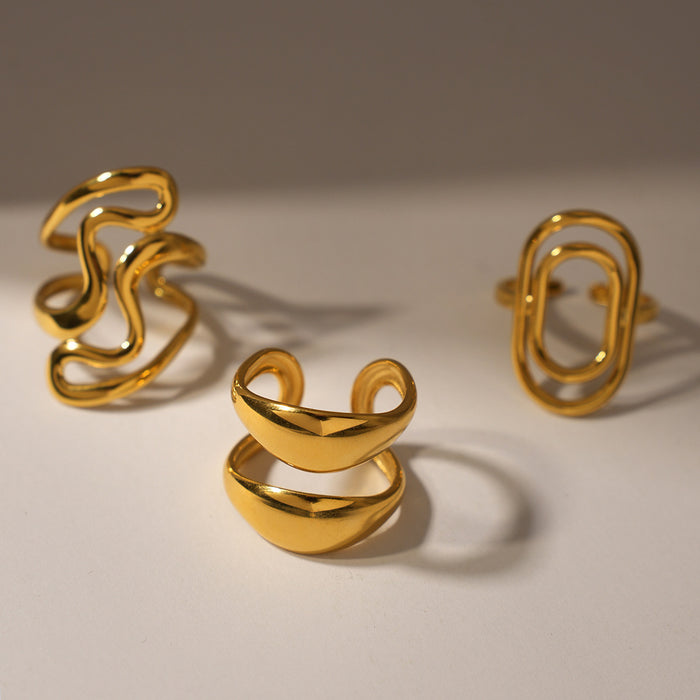 Wholesale Stainless Steel Plated 18K Gold Geometric Open Ring Jewelry Rings