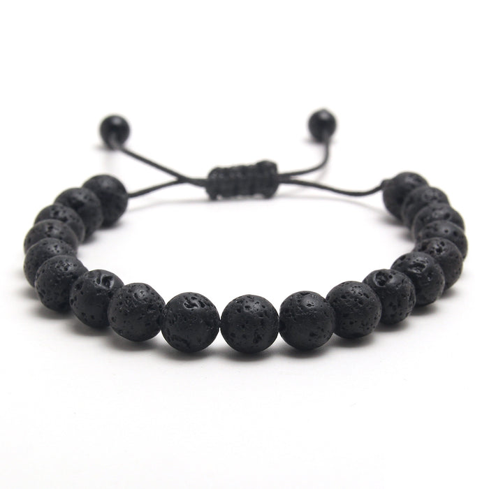 Wholesale Natural Stone Volcanic Stone Adjustable Braided Bracelet Men's Bracelet JDC-BT-HongM007