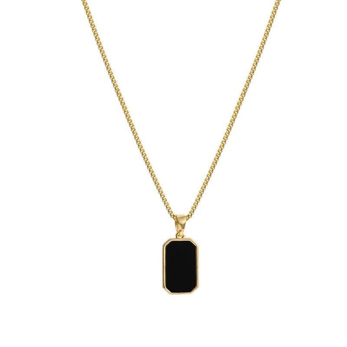 Wholesale black long square brand necklace female clavicle chain necklace black square accessories