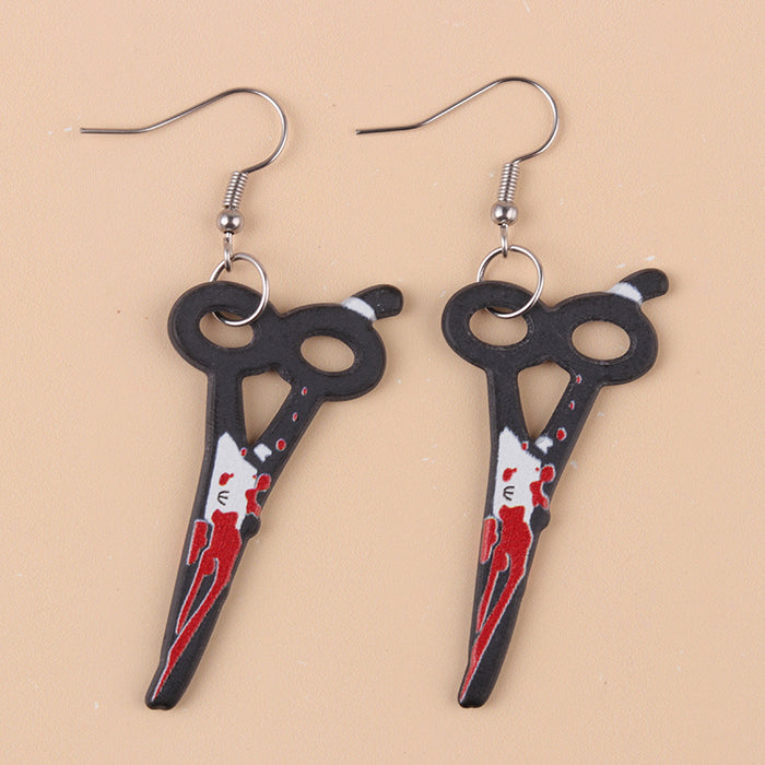 Wholesale  Acrylic Earrings Horror with Blood Mirror Dagger Chopper Axe Earrings Ear Accessories