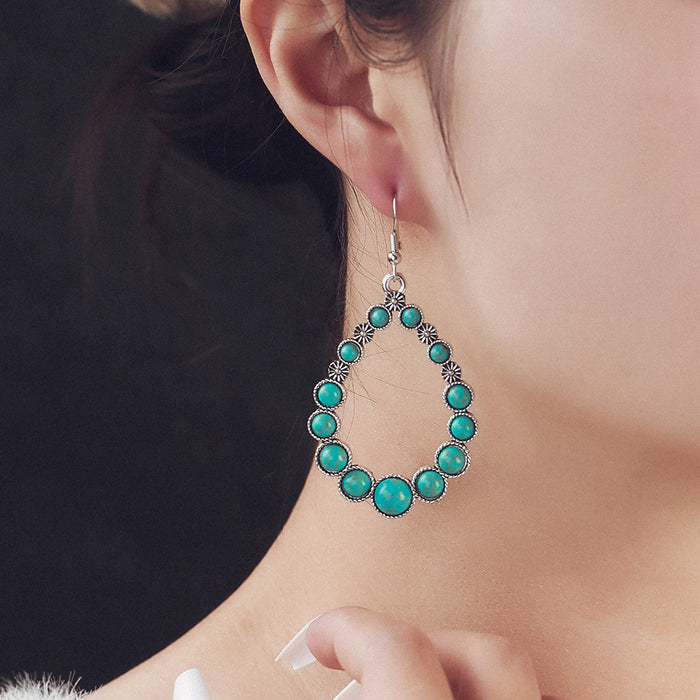 Wholesale vintage personality statemente turquoise earrings