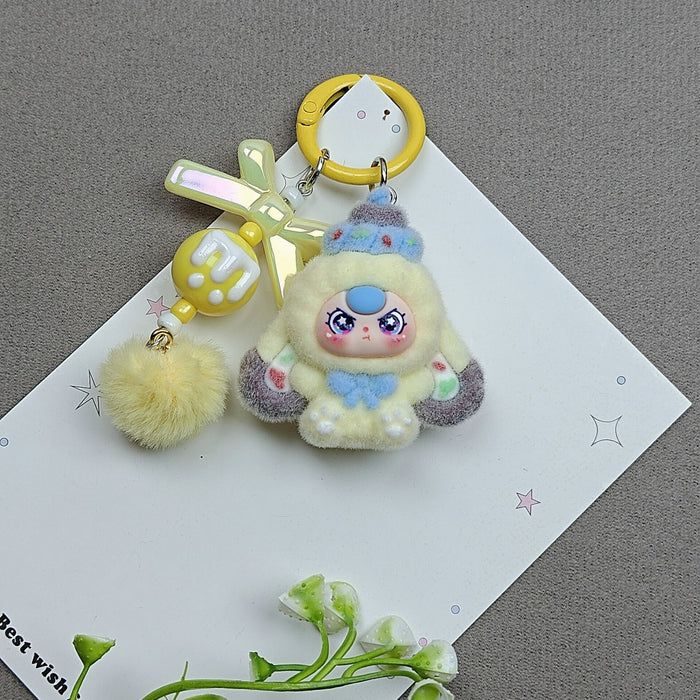Wholesale Flocked Cartoon Cute Particle Keychain Bag Charm