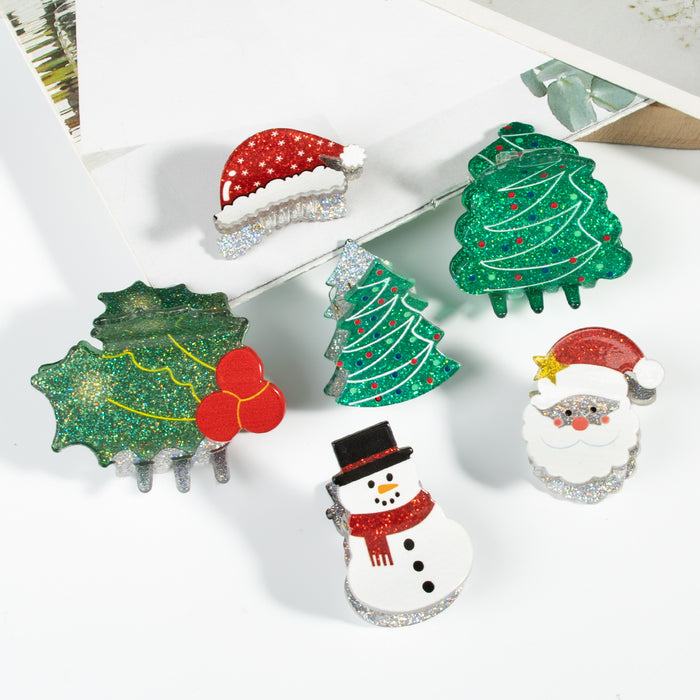 Wholesale Snowman  Christmas Tree Shoes Christmas Hat  Christmas Clip Hair Clip Cute Cartoon