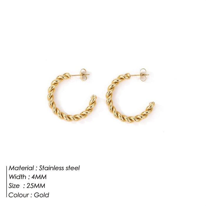 Wholesale stainless steel earrings gold-plated C-shaped twist earrings