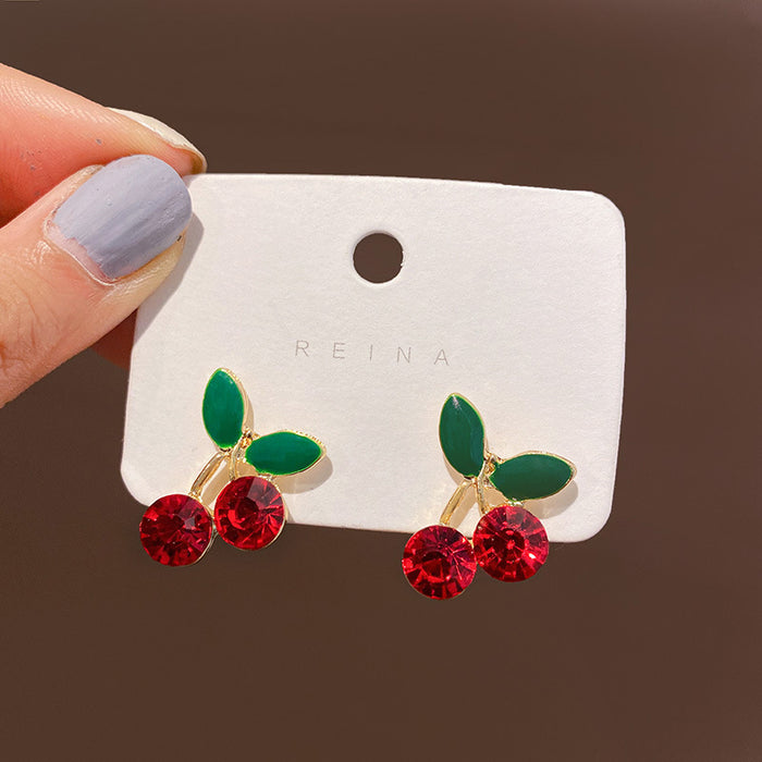 Wholesale Alloy Cherry Earrings Cute Design Fashion Jewelry Accessory