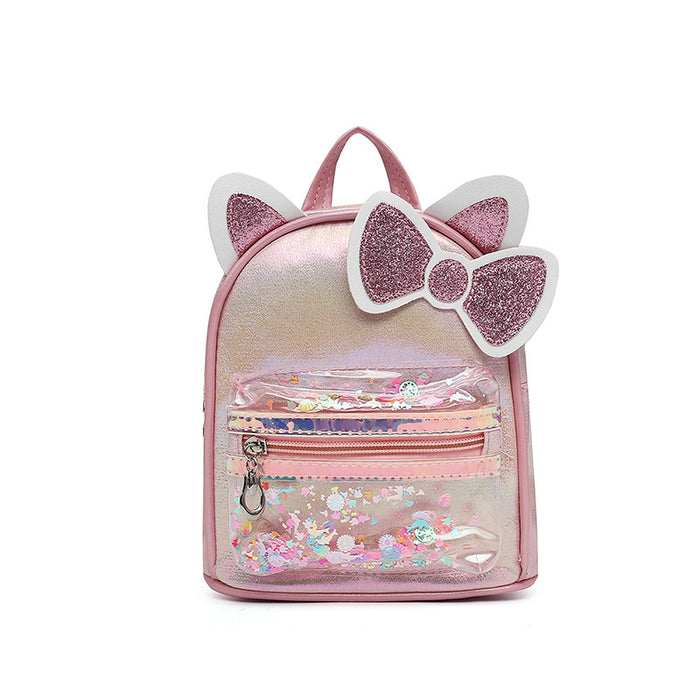 Wholesale Cat Ears Backpack  Colorful Sequins Transparent Crack Bag Children's Bag