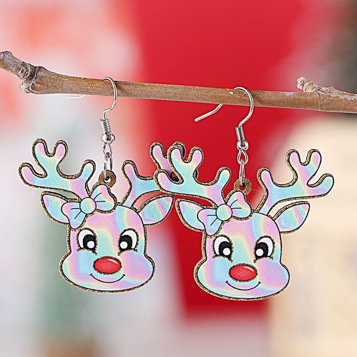 Wholesale Christmas Reindeer Pendant Earrings Painted Reindeer Jewelry