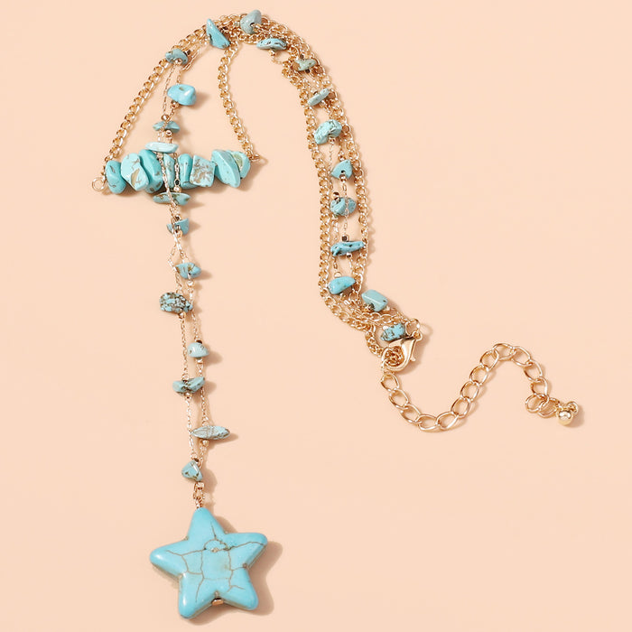 Wholesale Navy star pendant alloy necklace cross-border simple chain